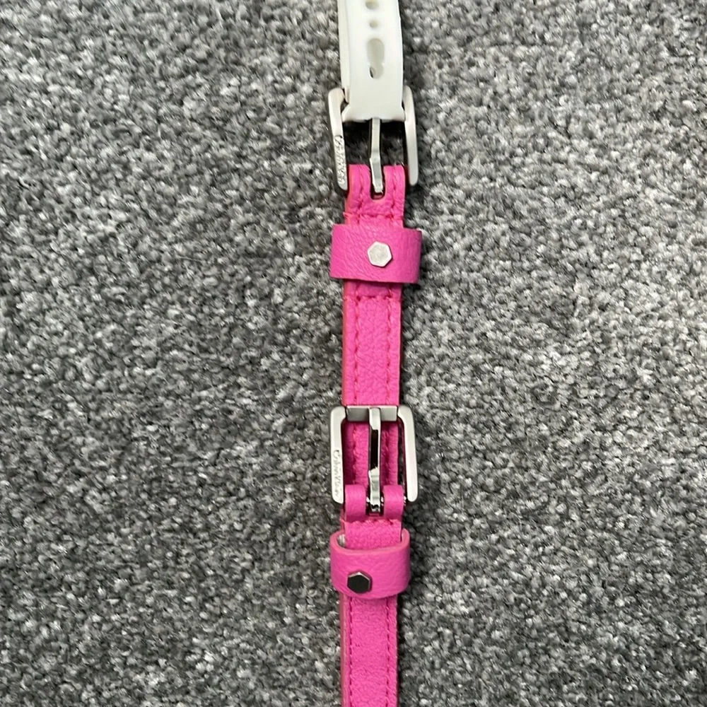 CALVIN KLEIN pink double-buckle skinny belt with silver hardware - size M medium - Picture 5 of 7